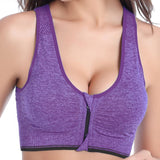 Front Zipper Push Up Sports Bras - Wirefree Breathable Sports Tops - Great for Fitness Gym & Yoga Sports
