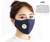 Premium Quality Breathable PM2.5 Mouth Face Mask - with Respirator Vent & Replaceable Filter Pads