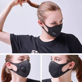 Unisex Sponge Dustproof PM2.5 Pollution Half Face Mouth Mask With Breath Valve Wide Straps Washable Reusable Muffle Respirator
