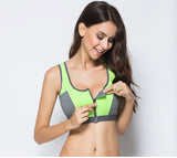 Double Layer Front Zipper Sports Bra - Women Fitness Gym Yoga Bra Push Up Padded Sports Top