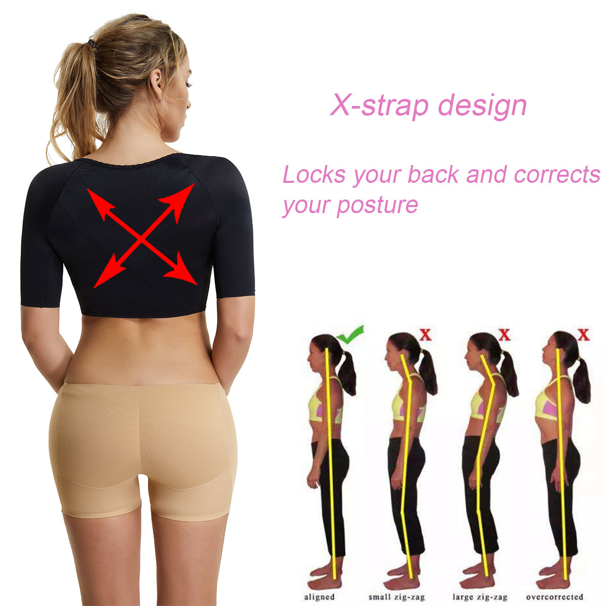 Shuttle tree Women's Shapewear Posture Corrector Slimming Arm Shapers  Shoulder Back Support Shaper Tops 