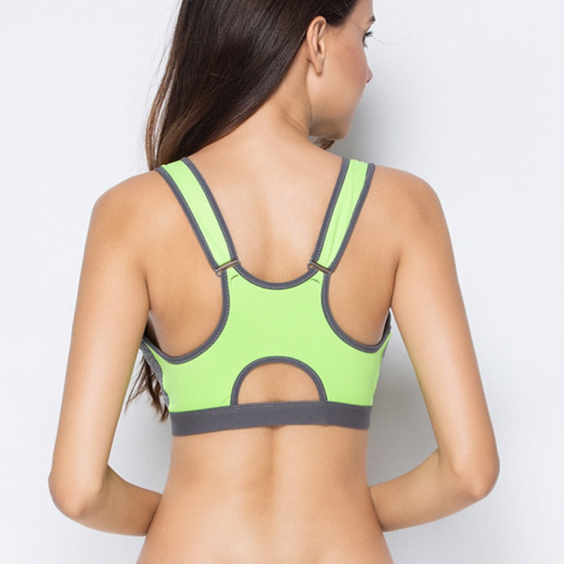 Double Layer Front Zipper Sports Bra - Women Fitness Gym Yoga Bra Push –  VistaHue